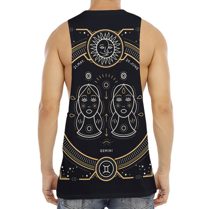 Vintage Gemini Zodiac Sign Print Men's Muscle Tank Top