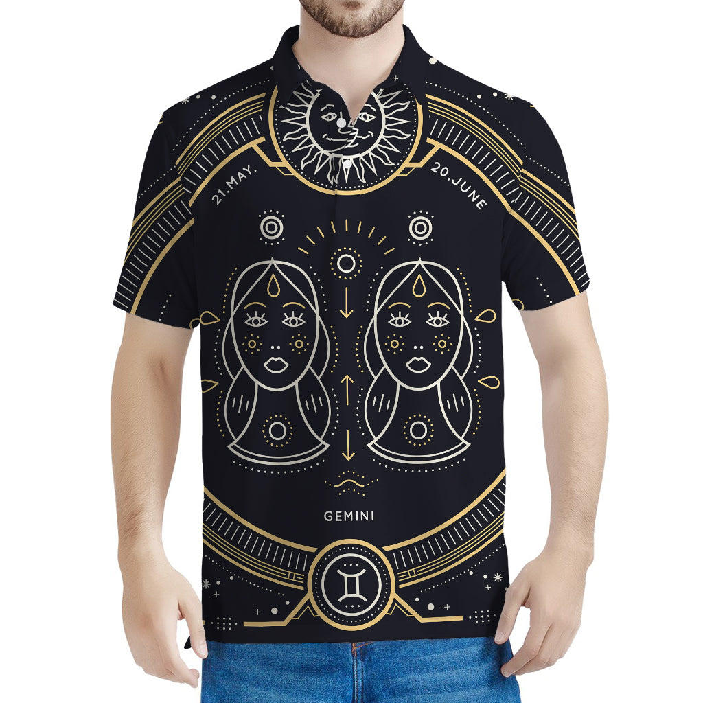 Vintage Gemini Zodiac Sign Print Men's Polo Shirt