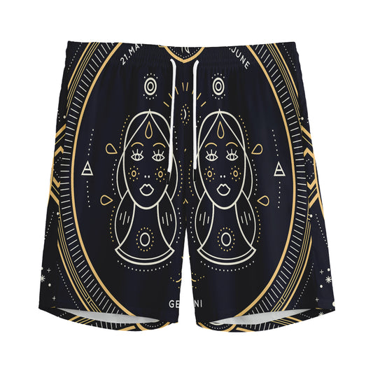Vintage Gemini Zodiac Sign Print Men's Sports Shorts