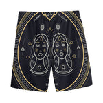 Vintage Gemini Zodiac Sign Print Men's Sports Shorts