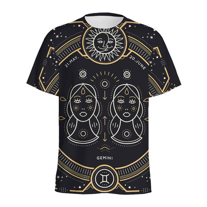 Vintage Gemini Zodiac Sign Print Men's Sports T-Shirt