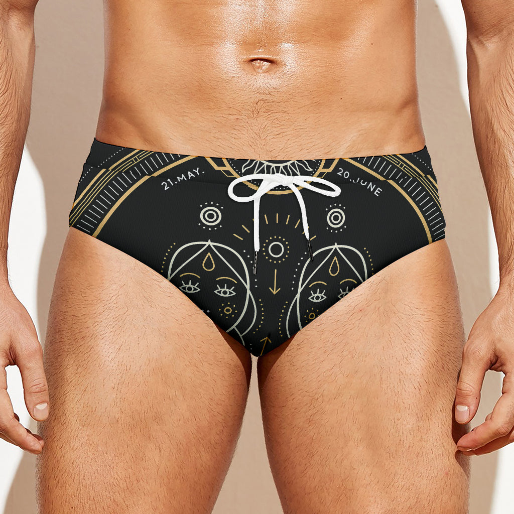 Vintage Gemini Zodiac Sign Print Men's Swim Briefs