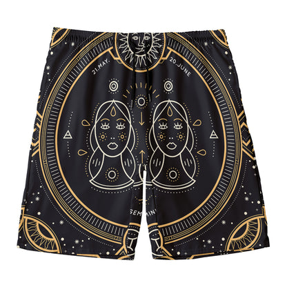 Vintage Gemini Zodiac Sign Print Men's Swim Trunks
