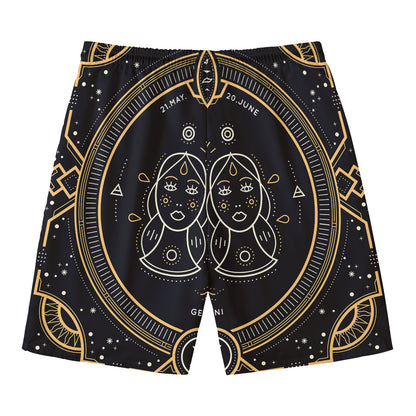 Vintage Gemini Zodiac Sign Print Men's Swim Trunks
