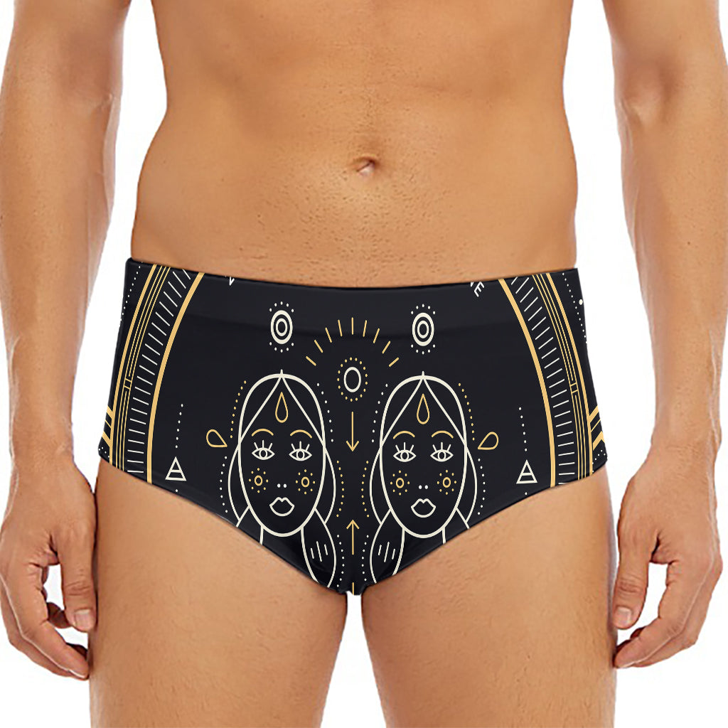 Vintage Gemini Zodiac Sign Print Men's Triangle Swim Briefs