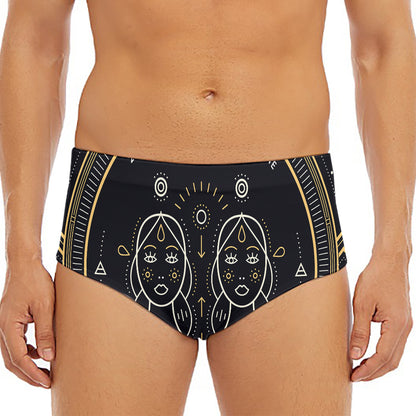 Vintage Gemini Zodiac Sign Print Men's Triangle Swim Briefs
