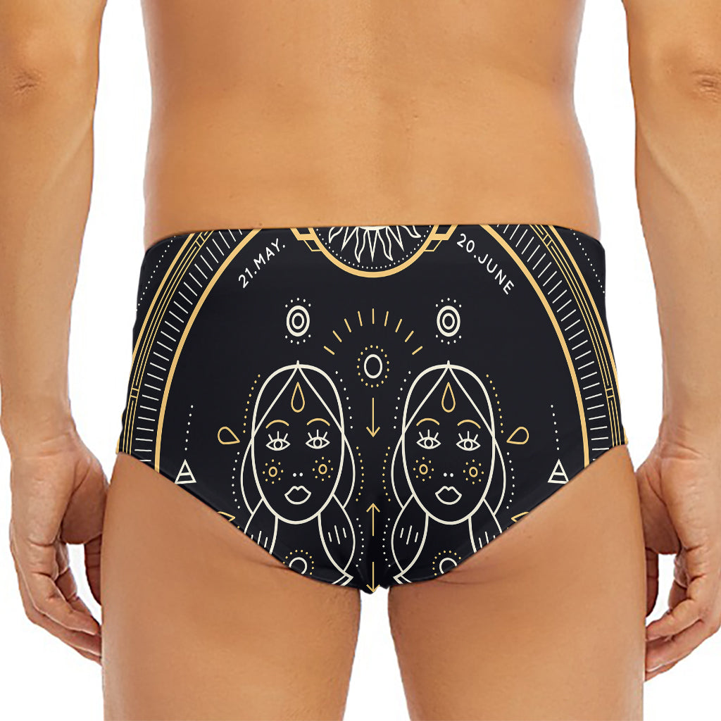 Vintage Gemini Zodiac Sign Print Men's Triangle Swim Briefs