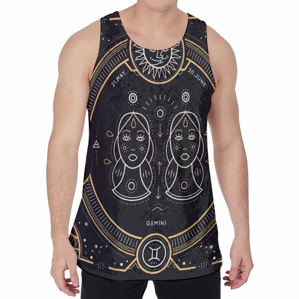 Vintage Gemini Zodiac Sign Print Men's Velvet Tank Top