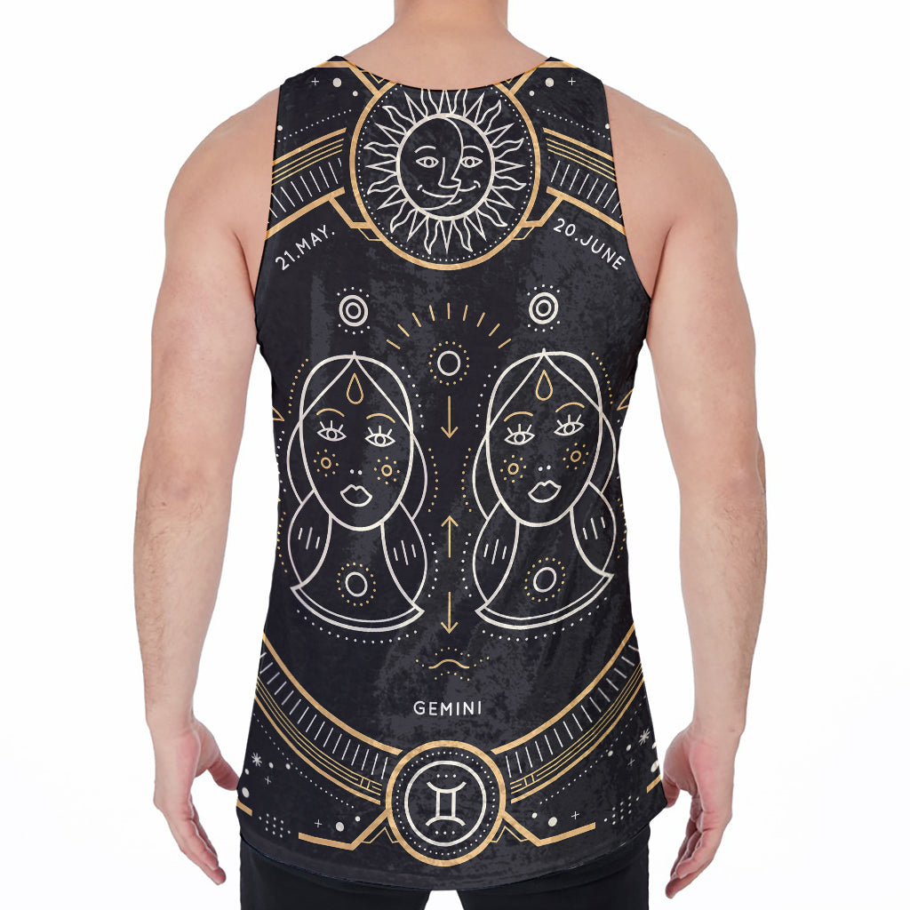 Vintage Gemini Zodiac Sign Print Men's Velvet Tank Top