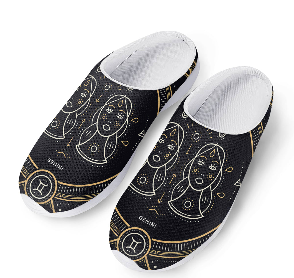 Vintage Gemini Zodiac Sign Print Mesh Casual Shoes