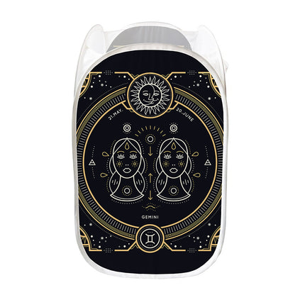 Vintage Gemini Zodiac Sign Print Mesh Laundry Hamper
