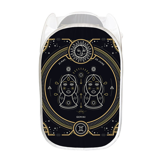 Vintage Gemini Zodiac Sign Print Mesh Laundry Hamper