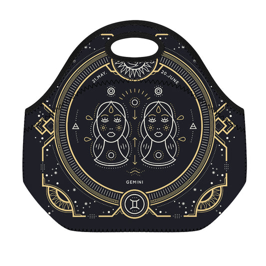 Vintage Gemini Zodiac Sign Print Neoprene Lunch Bag