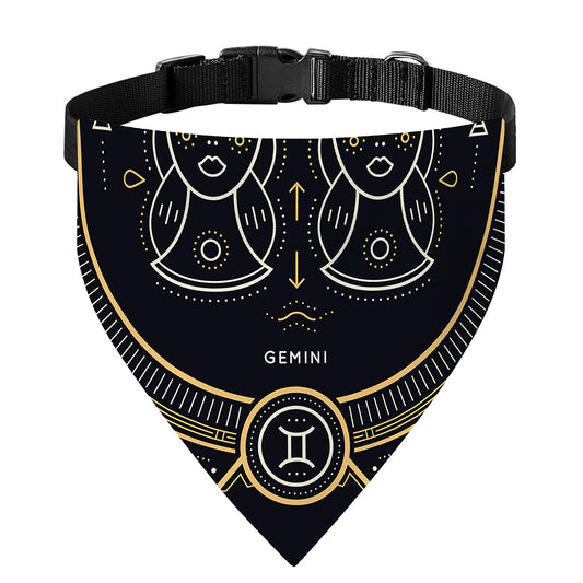 Vintage Gemini Zodiac Sign Print Over The Collar Dog Bandana