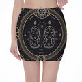 Vintage Gemini Zodiac Sign Print Pencil Mini Skirt