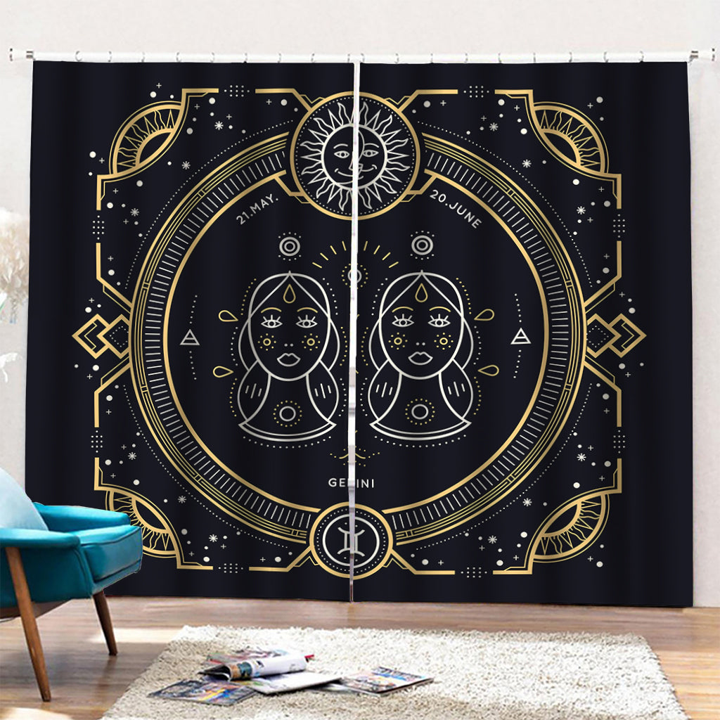 Vintage Gemini Zodiac Sign Print Pencil Pleat Curtains