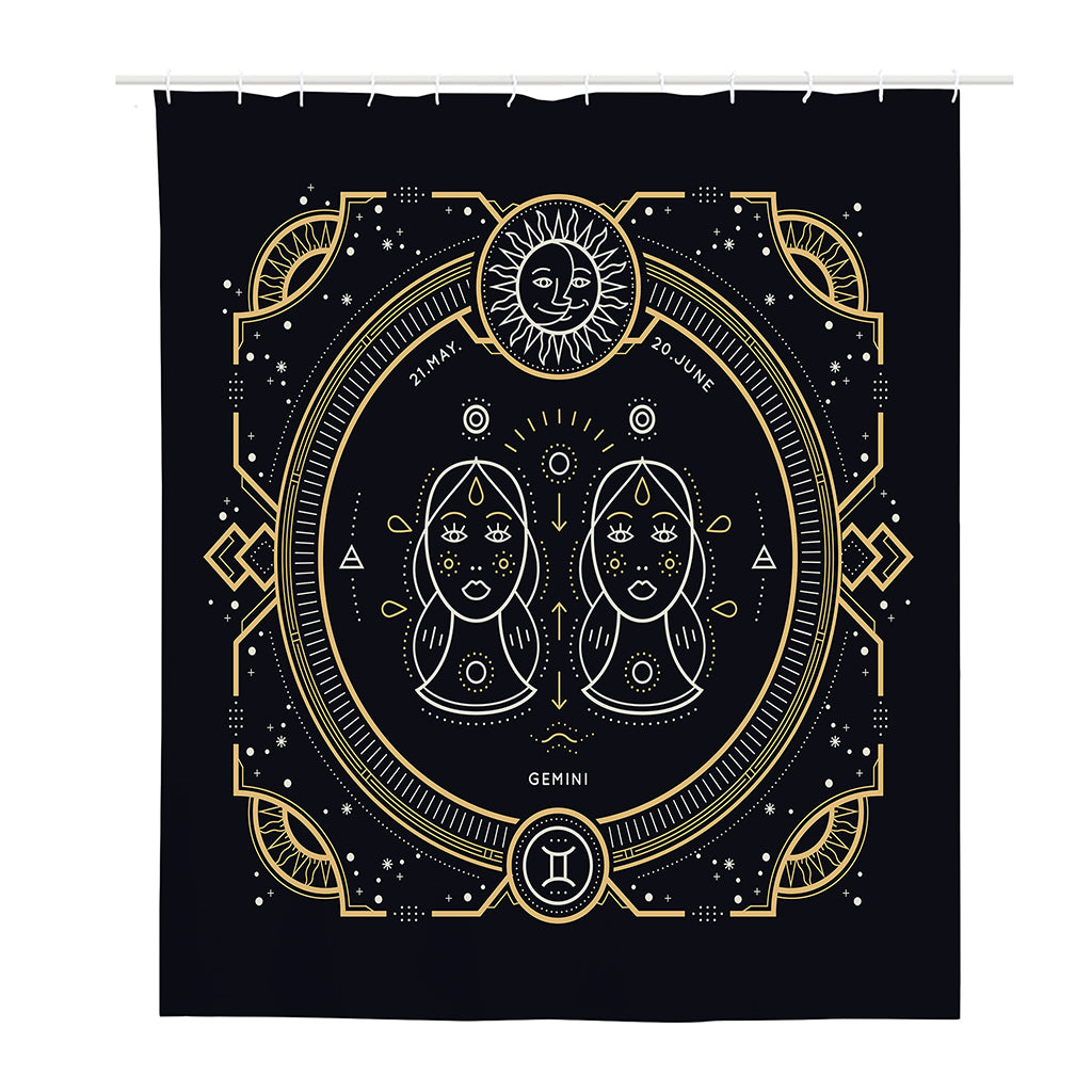 Vintage Gemini Zodiac Sign Print Polyester Shower Curtain