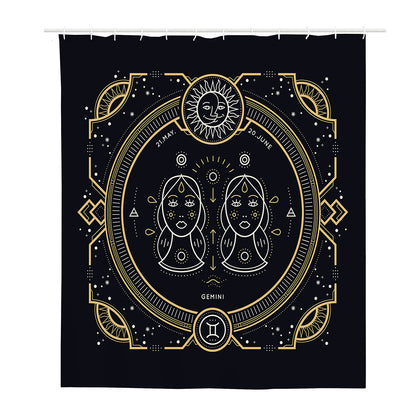 Vintage Gemini Zodiac Sign Print Polyester Shower Curtain