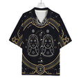 Vintage Gemini Zodiac Sign Print Rayon Hawaiian Shirt