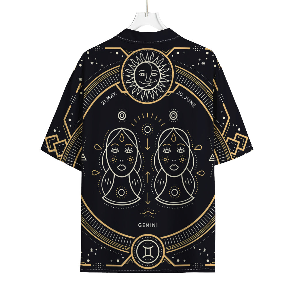 Vintage Gemini Zodiac Sign Print Rayon Hawaiian Shirt