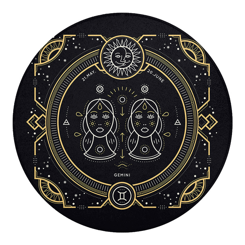 Vintage Gemini Zodiac Sign Print Round Blanket