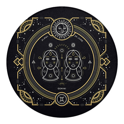 Vintage Gemini Zodiac Sign Print Round Blanket