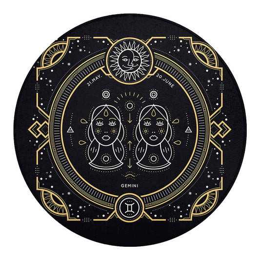 Vintage Gemini Zodiac Sign Print Round Blanket