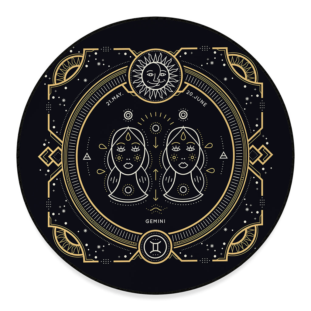 Vintage Gemini Zodiac Sign Print Round Floor Mat