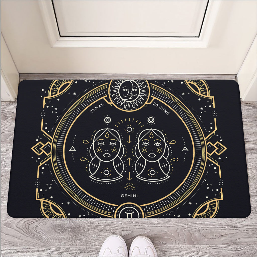 Vintage Gemini Zodiac Sign Print Rubber Doormat