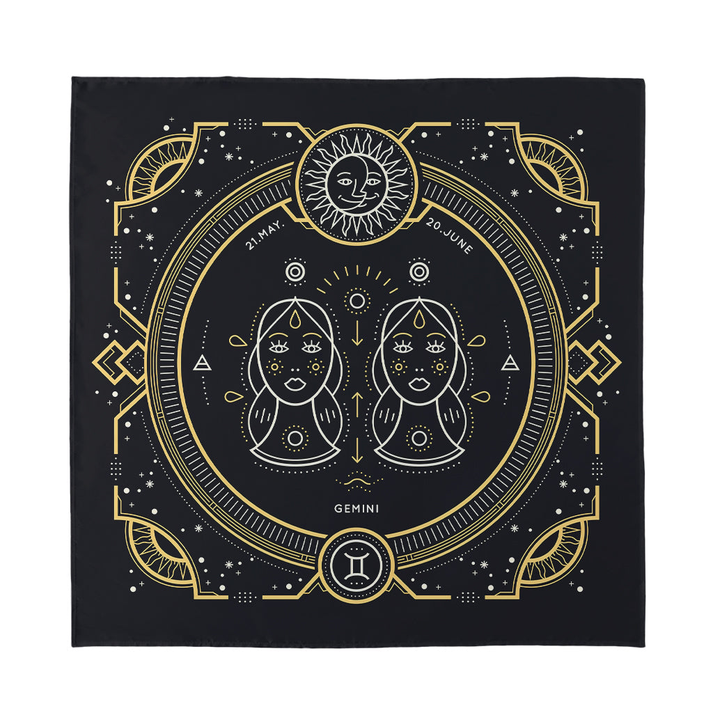 Vintage Gemini Zodiac Sign Print Silk Bandana