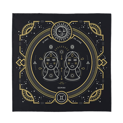 Vintage Gemini Zodiac Sign Print Silk Bandana