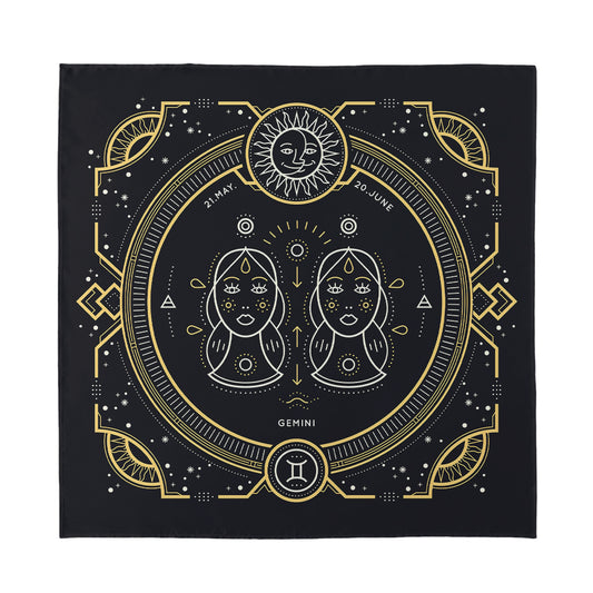 Vintage Gemini Zodiac Sign Print Silk Bandana