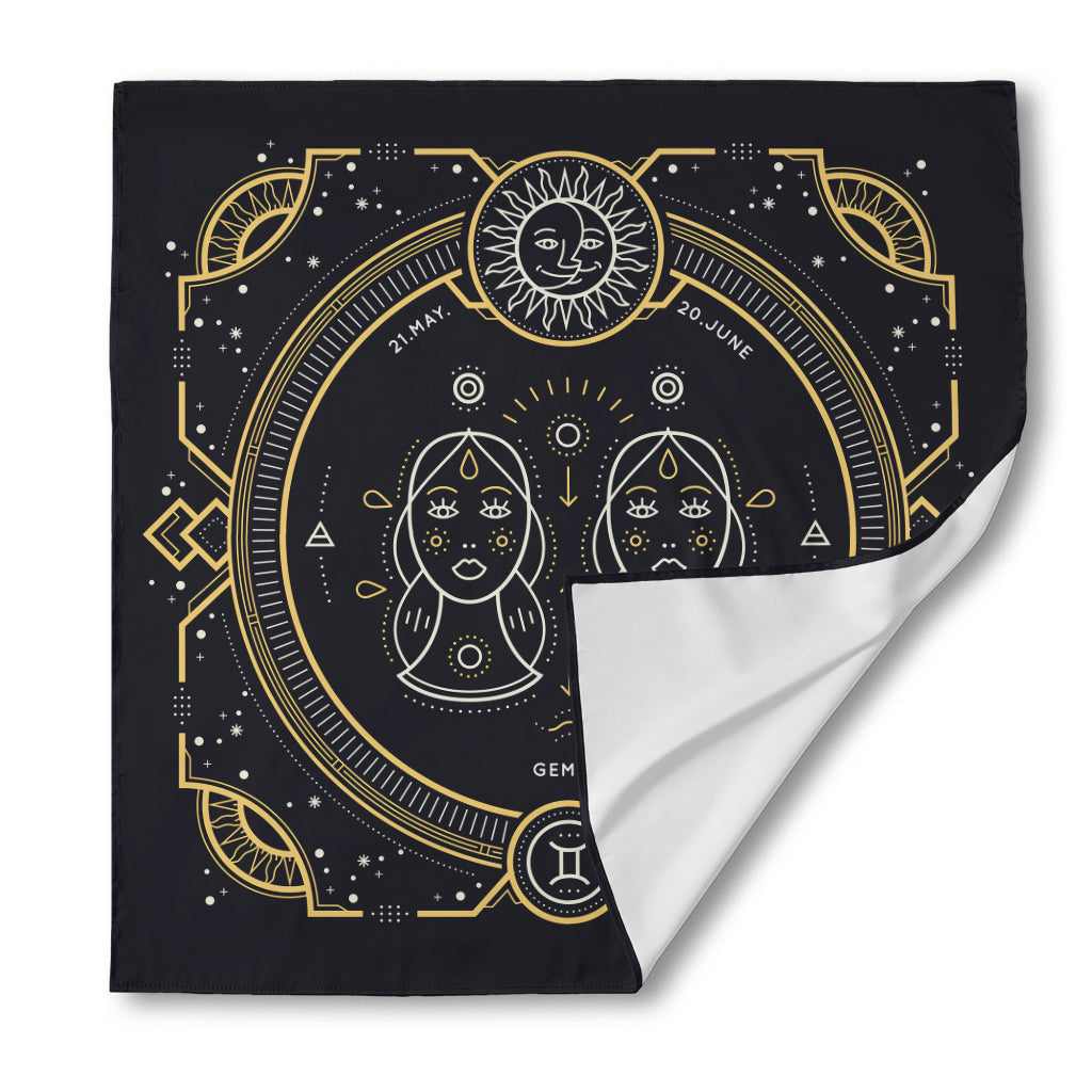 Vintage Gemini Zodiac Sign Print Silk Bandana
