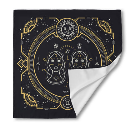 Vintage Gemini Zodiac Sign Print Silk Bandana
