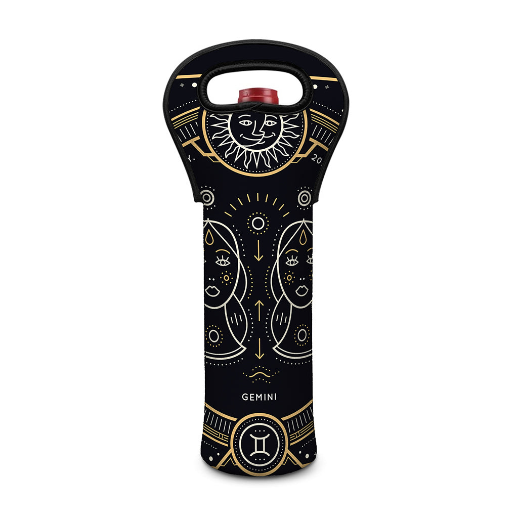 Vintage Gemini Zodiac Sign Print Single Neoprene Wine Tote