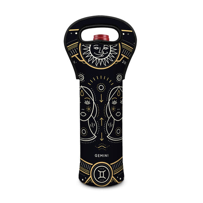 Vintage Gemini Zodiac Sign Print Single Neoprene Wine Tote