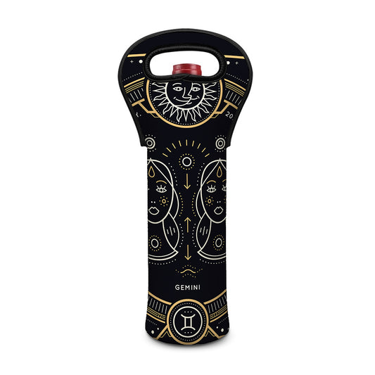 Vintage Gemini Zodiac Sign Print Single Neoprene Wine Tote