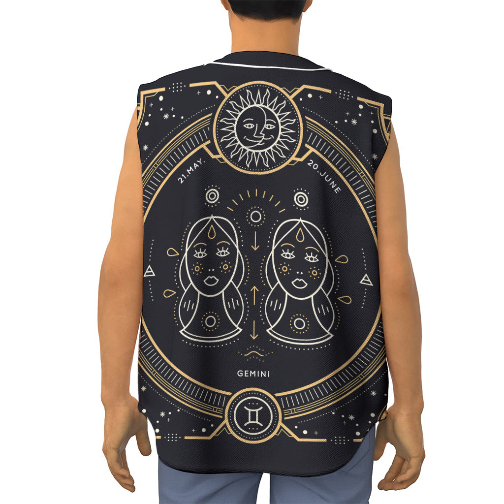 Vintage Gemini Zodiac Sign Print Sleeveless Baseball Jersey