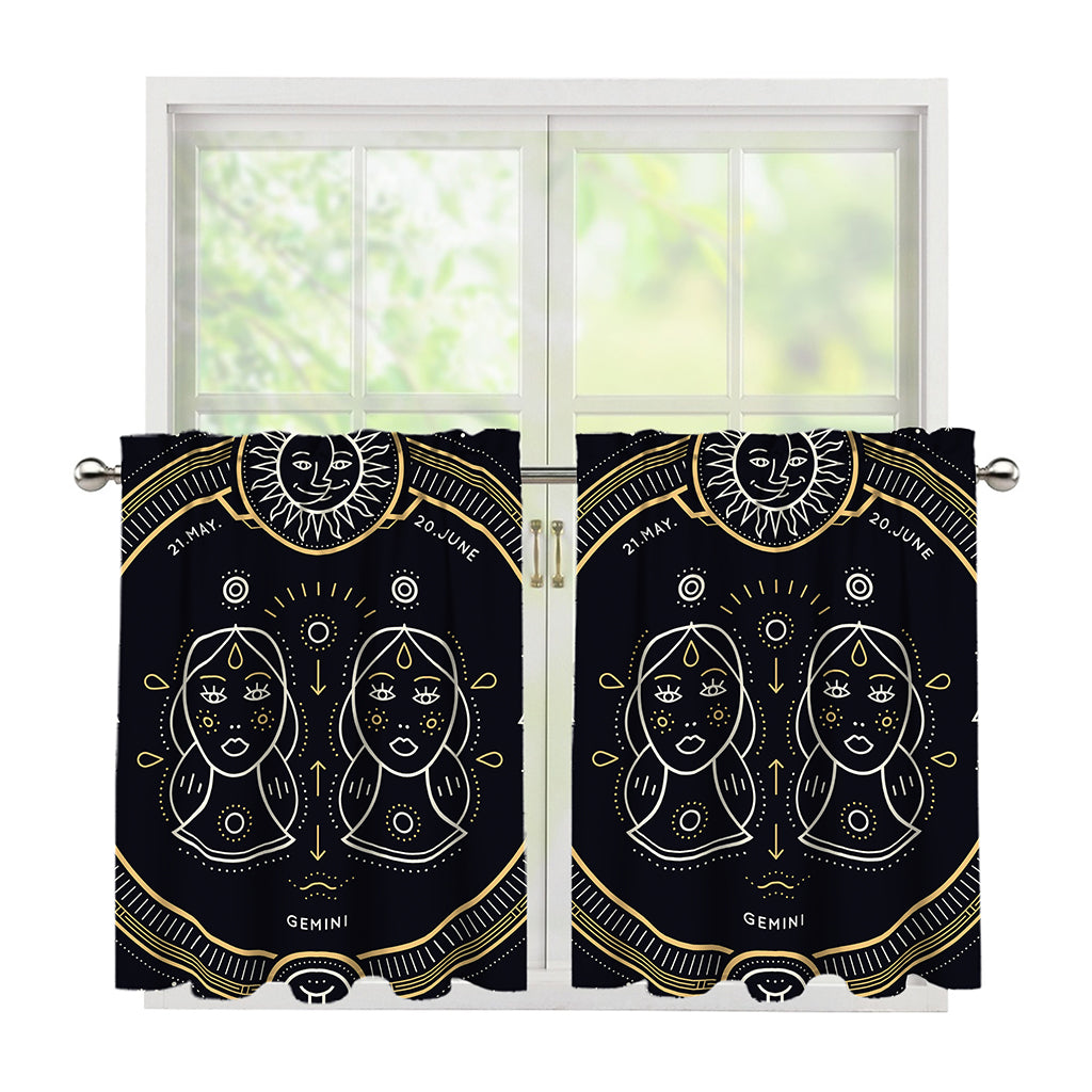 Vintage Gemini Zodiac Sign Print Tier Curtains