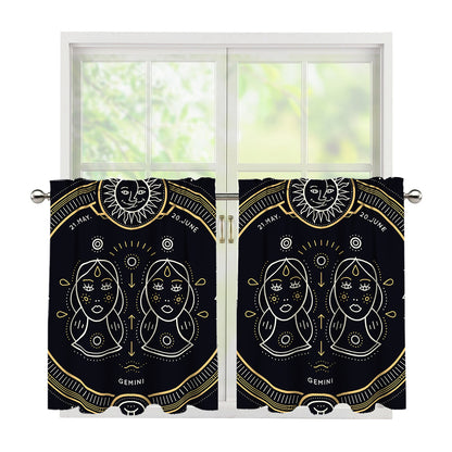 Vintage Gemini Zodiac Sign Print Tier Curtains