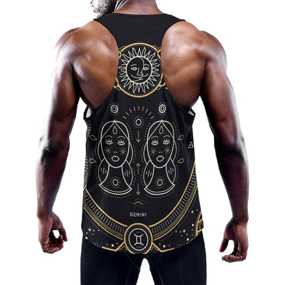 Vintage Gemini Zodiac Sign Print Training Tank Top