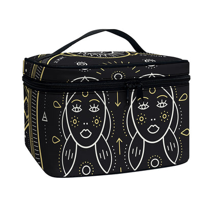 Vintage Gemini Zodiac Sign Print Travel Makeup Bag