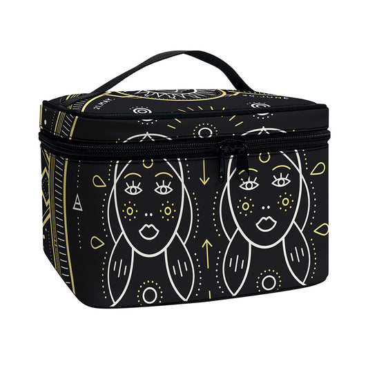 Vintage Gemini Zodiac Sign Print Travel Makeup Bag