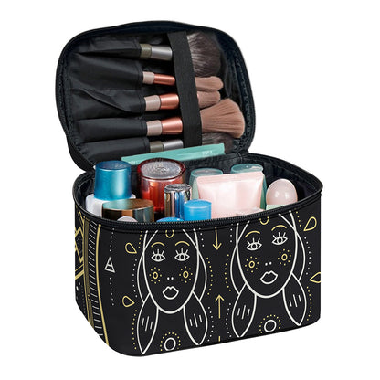 Vintage Gemini Zodiac Sign Print Travel Makeup Bag