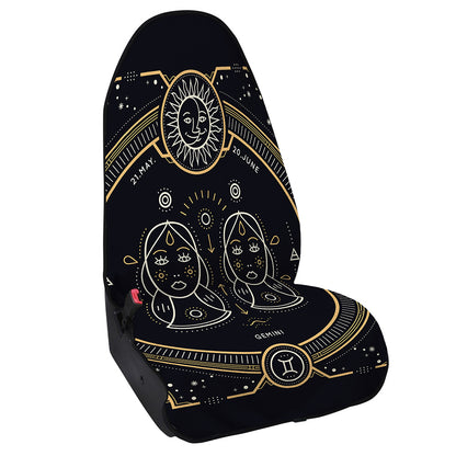 Vintage Gemini Zodiac Sign Print Waterproof Car Seat Cover