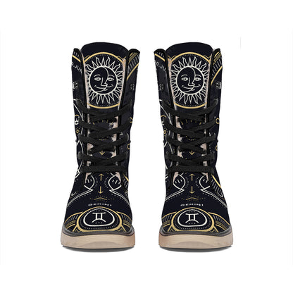 Vintage Gemini Zodiac Sign Print Winter Boots