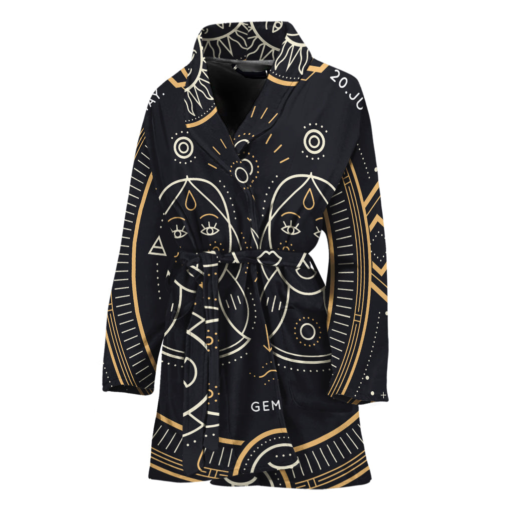 Vintage Gemini Zodiac Sign Print Women's Bathrobe