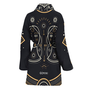 Vintage Gemini Zodiac Sign Print Women's Bathrobe