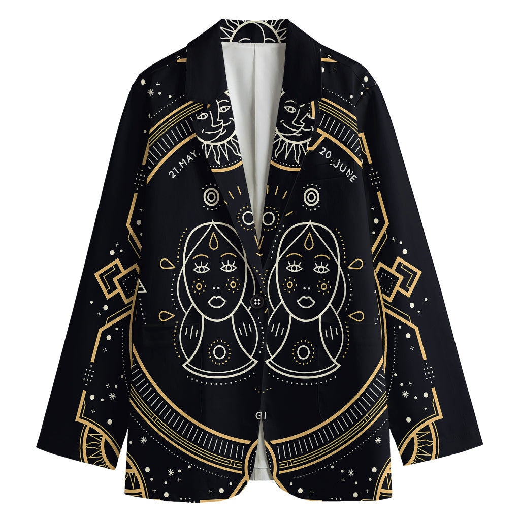 Vintage Gemini Zodiac Sign Print Women's Blazer