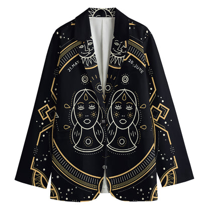 Vintage Gemini Zodiac Sign Print Women's Blazer